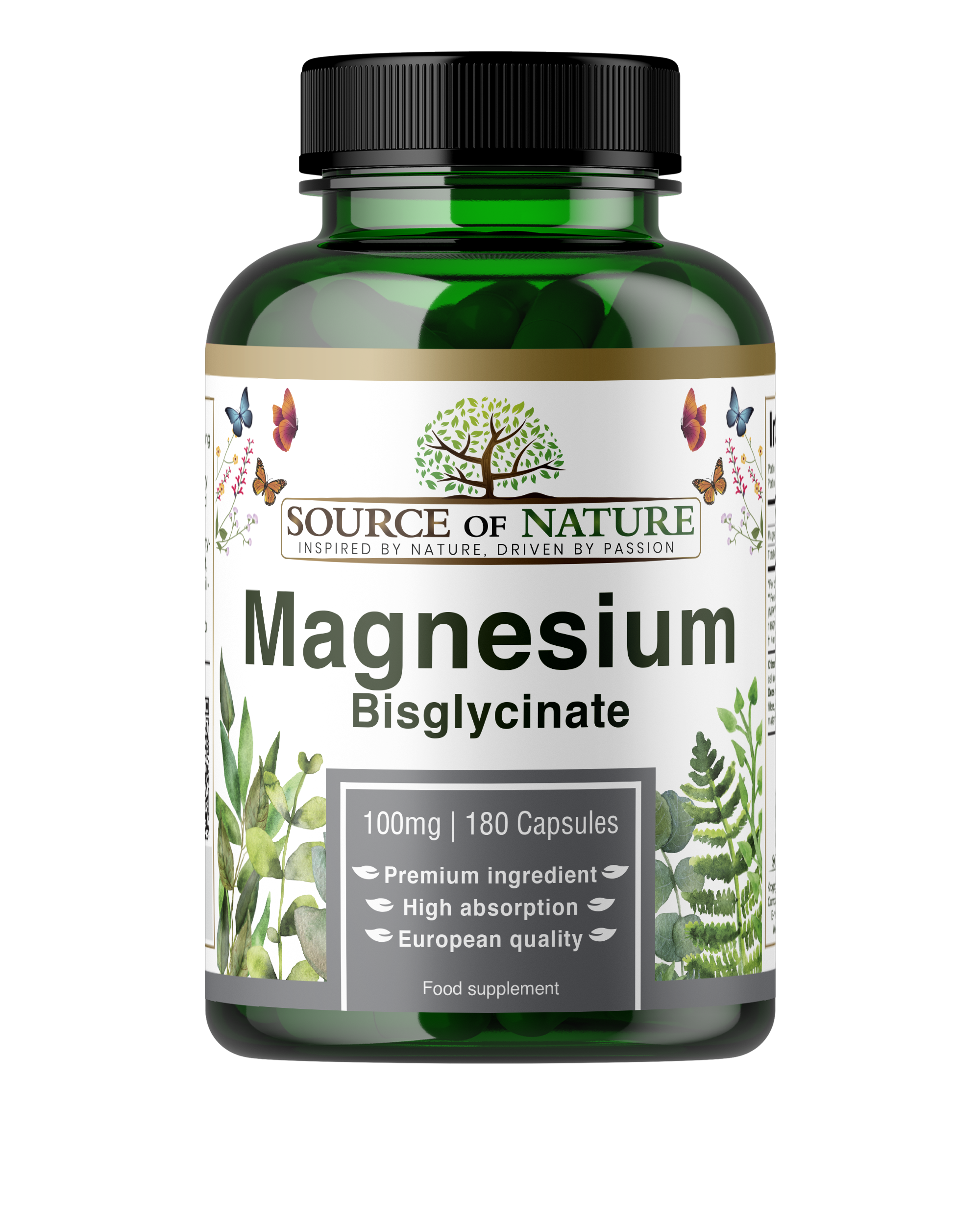 Magnesium Bisglycinate 770mg | 180 Capsules | 3-Month Supply - Source of Nature